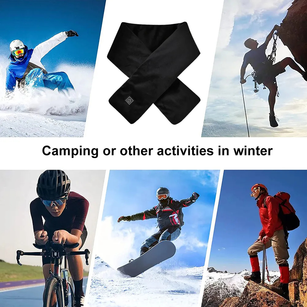 USB Women Men Heating Scarf Temperature Scarf 3 Gears Adjustable USB Charging Heat Control Neck Warmer For Cycling Camping USB Heated Scarf - Temperature Adjustable Heating Scarf - Image 5