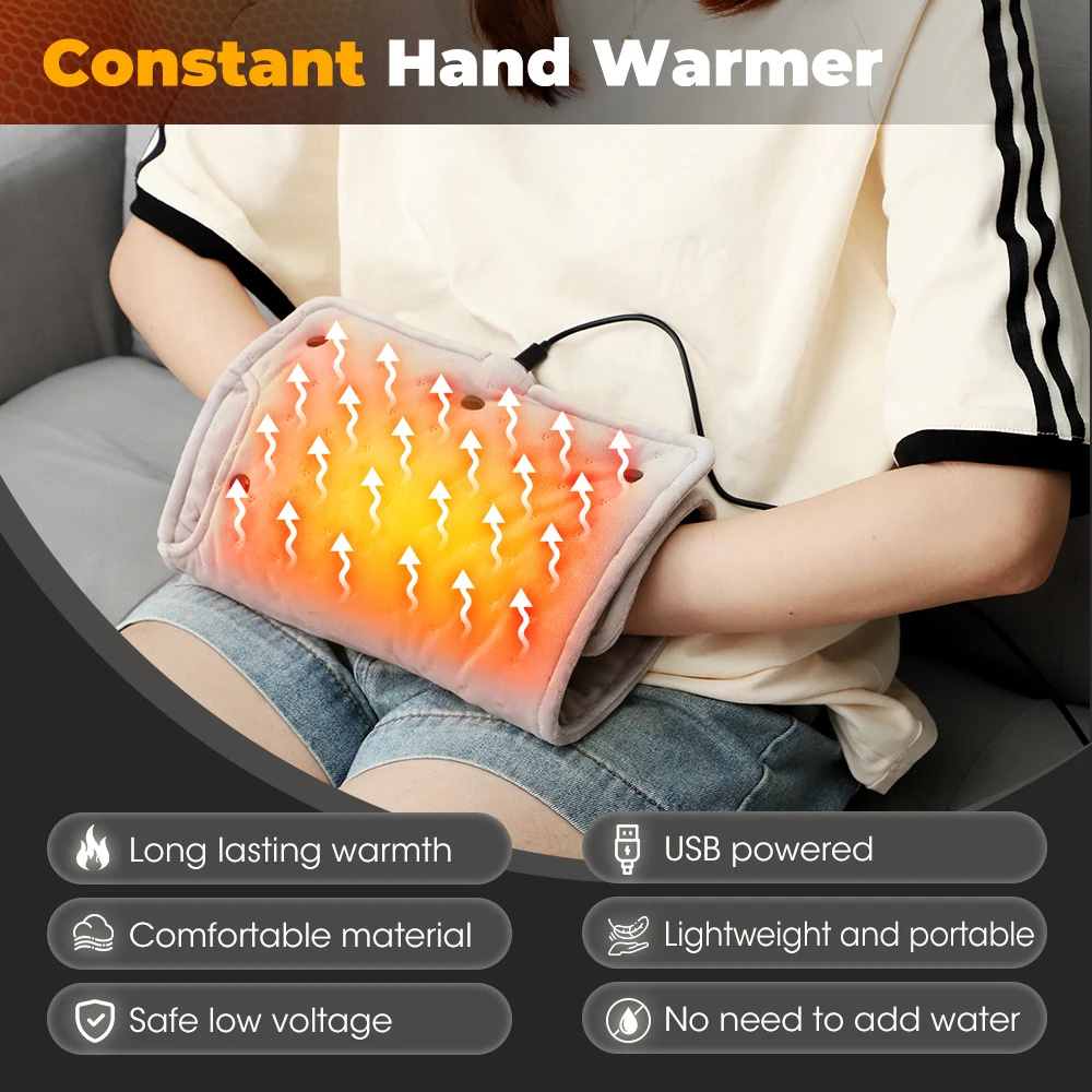 Electric Heating Pad Hand Warmer Heating Muff For Hands USB Plug In Muff Heated Hand Warmer Electric Winter Autumn Keeps Hands Warm Portable Warm Winter Hand Heater For Home Room Warming Blanket - Image 5