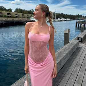 New Temperament Camisole Lace Hollow Backless Slim Fit Dress Women