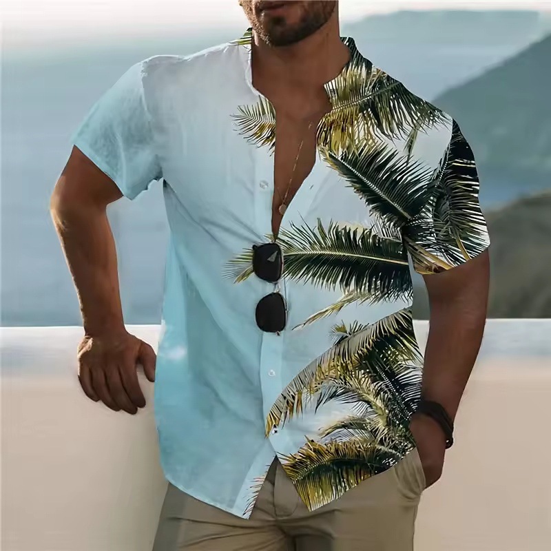 Men's Shirt Printed Beach Short Sleeve Top - Image 5
