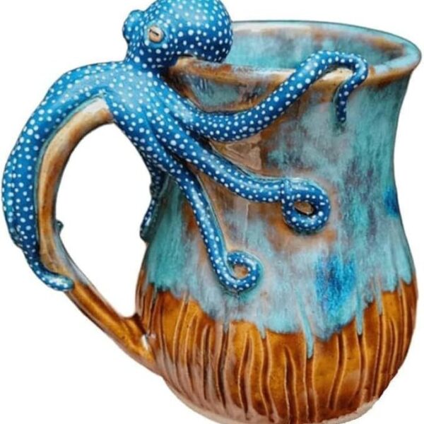 Home Dark Blue Octopus Resin Mark Coffee Cup - Image 4