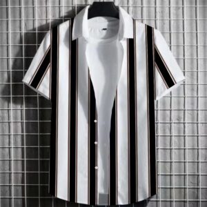 Color Simple Striped Men's 3D Printing Short Sleeve