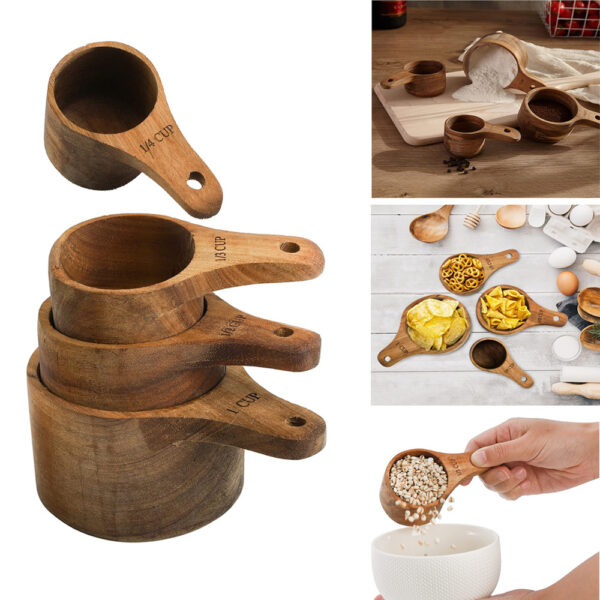 Measuring Spoon Suit Coffee Bean Degree Measuring Spoon Baking Tool 4-piece Set Acacia Mangium Measuring - Image 4