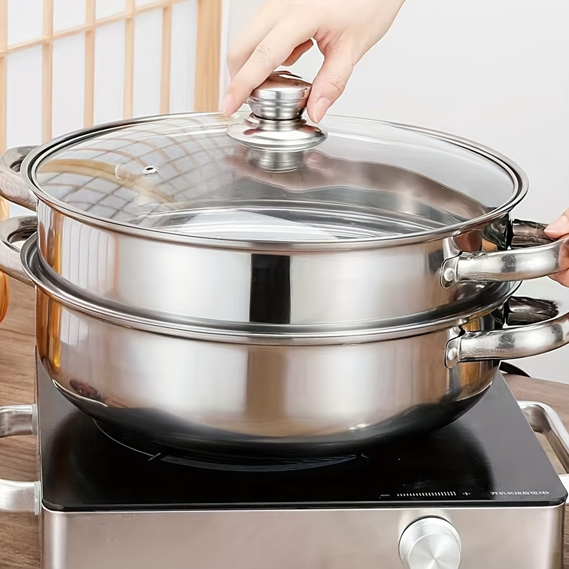 High Quality Stainless Steel Steamer Set - Double-layer Thickened Design, Suitable For Induction Cookers And Gas Stoves - Perfect For Cooking And Hospitality, Durable Household Kitchen Utensils - Image 3