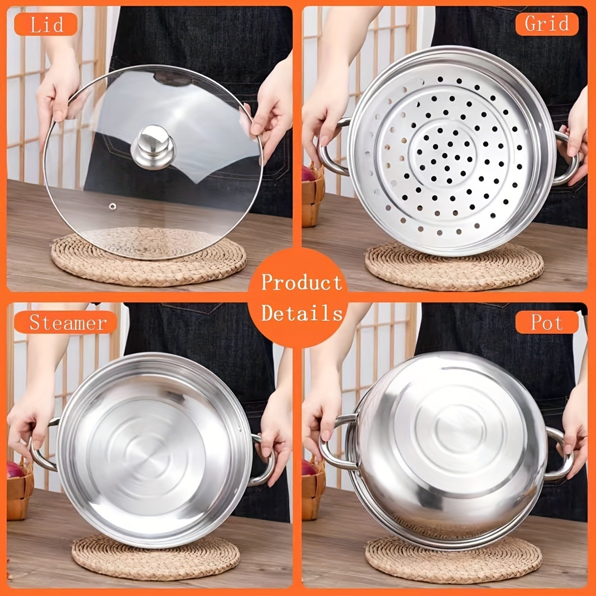 High Quality Stainless Steel Steamer Set - Double-layer Thickened Design, Suitable For Induction Cookers And Gas Stoves - Perfect For Cooking And Hospitality, Durable Household Kitchen Utensils - Image 4