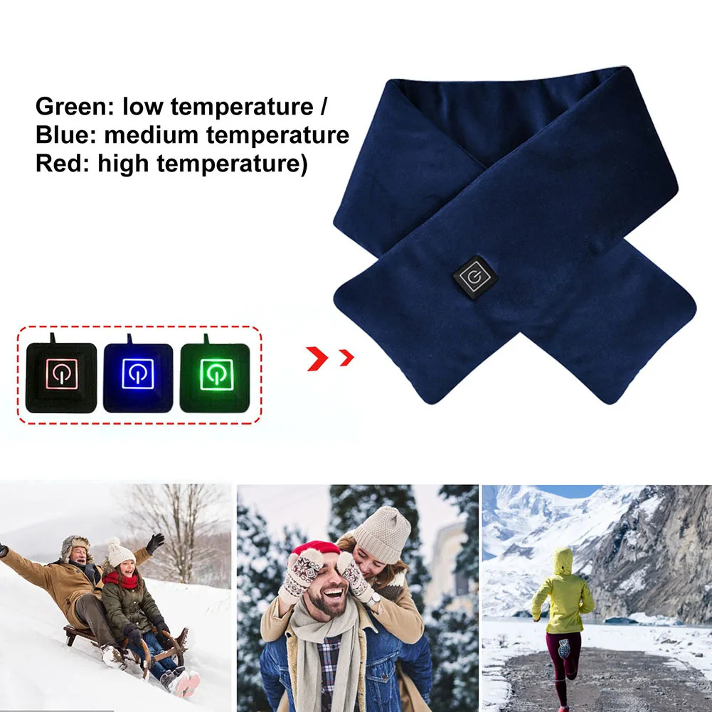 USB Women Men Heating Scarf Temperature Scarf 3 Gears Adjustable USB Charging Heat Control Neck Warmer For Cycling Camping USB Heated Scarf - Temperature Adjustable Heating Scarf - Image 9
