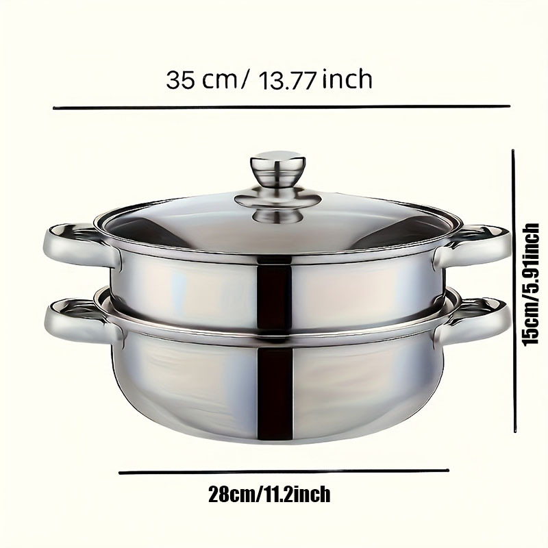 High Quality Stainless Steel Steamer Set - Double-layer Thickened Design, Suitable For Induction Cookers And Gas Stoves - Perfect For Cooking And Hospitality, Durable Household Kitchen Utensils - Image 2
