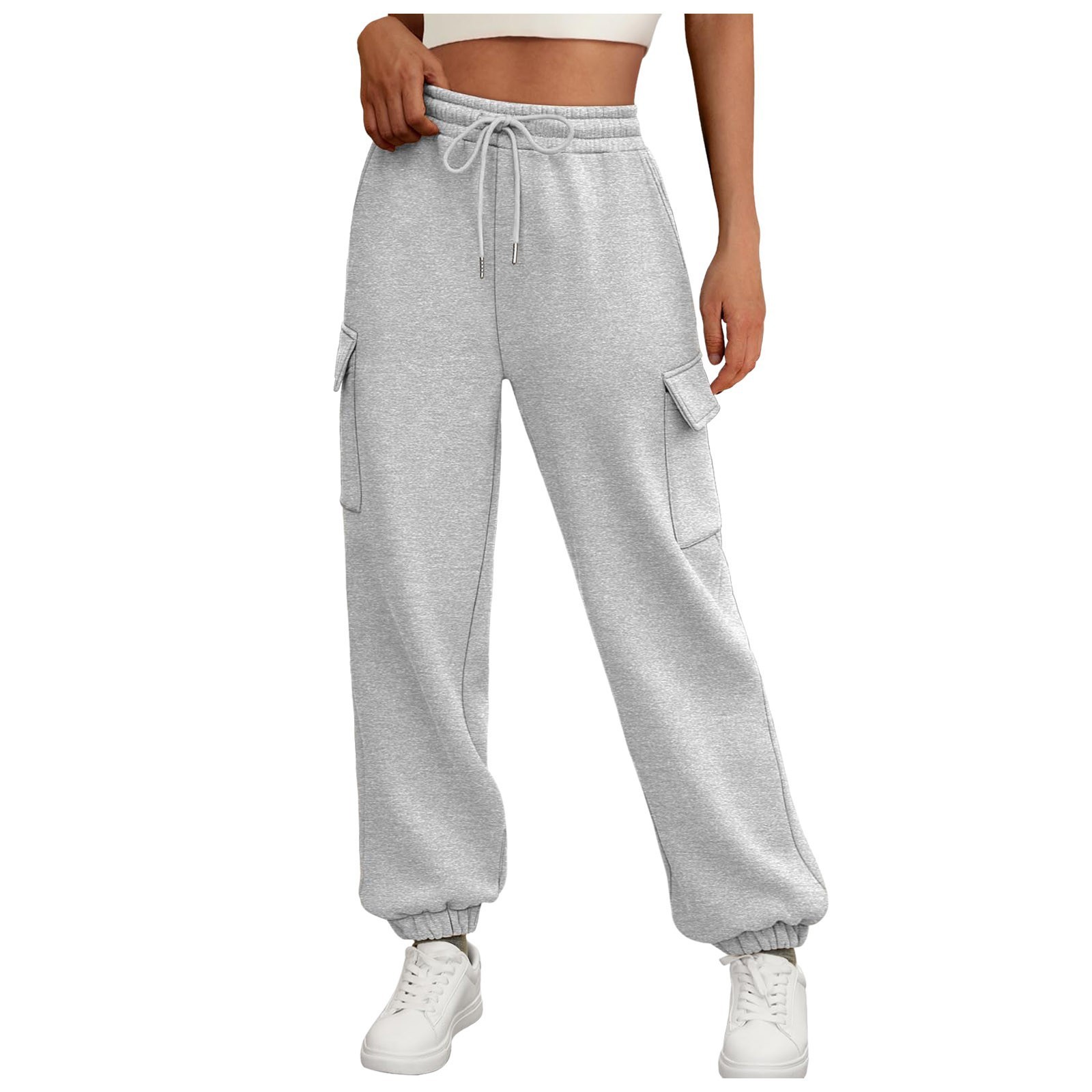 Women's Sweatpants Fleece Lined Baggy Athletic Jogger Trousers With Pockets Fall Casual Trendy Cargo Pants Fall Outfits - Image 3