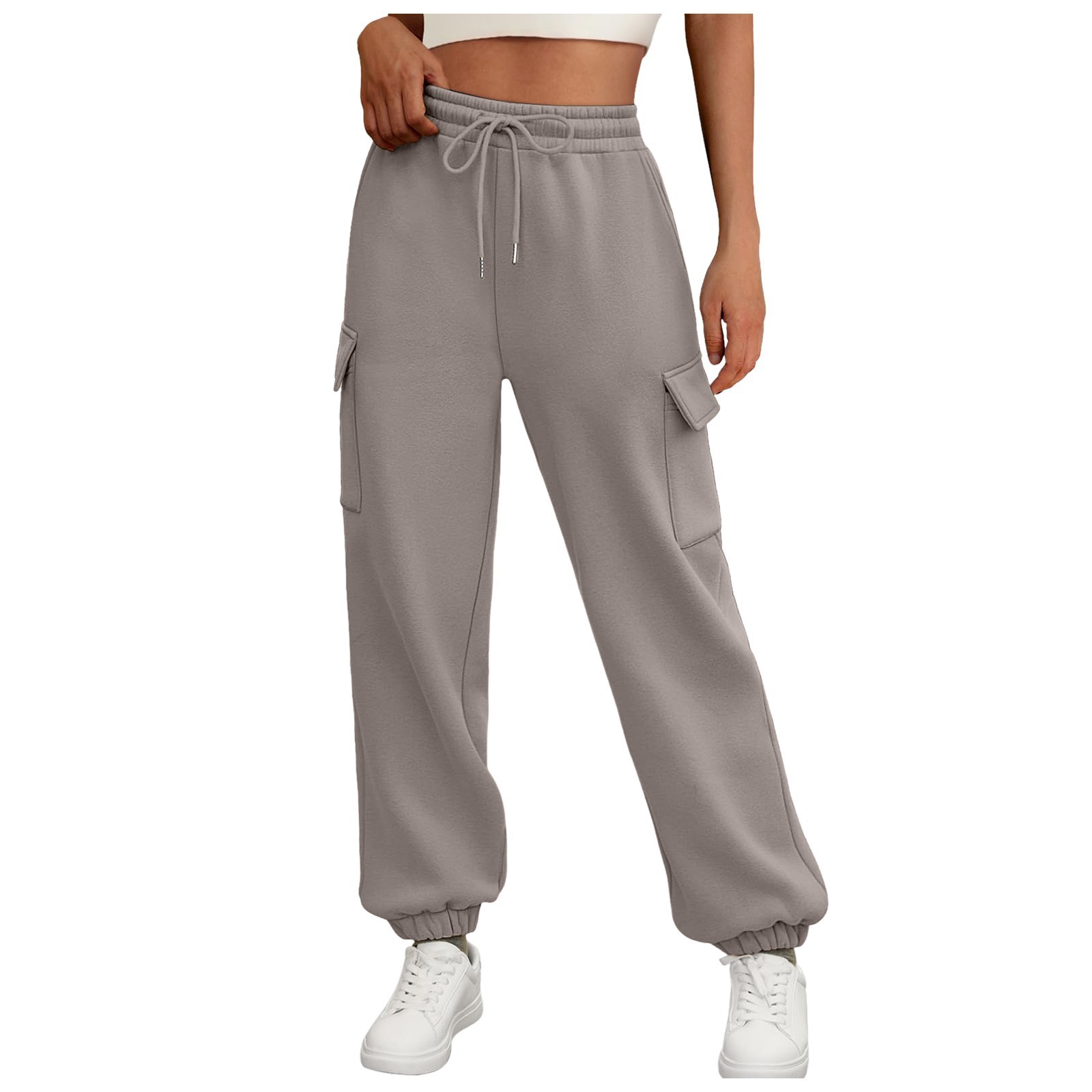 Women's Sweatpants Fleece Lined Baggy Athletic Jogger Trousers With Pockets Fall Casual Trendy Cargo Pants Fall Outfits - Image 6