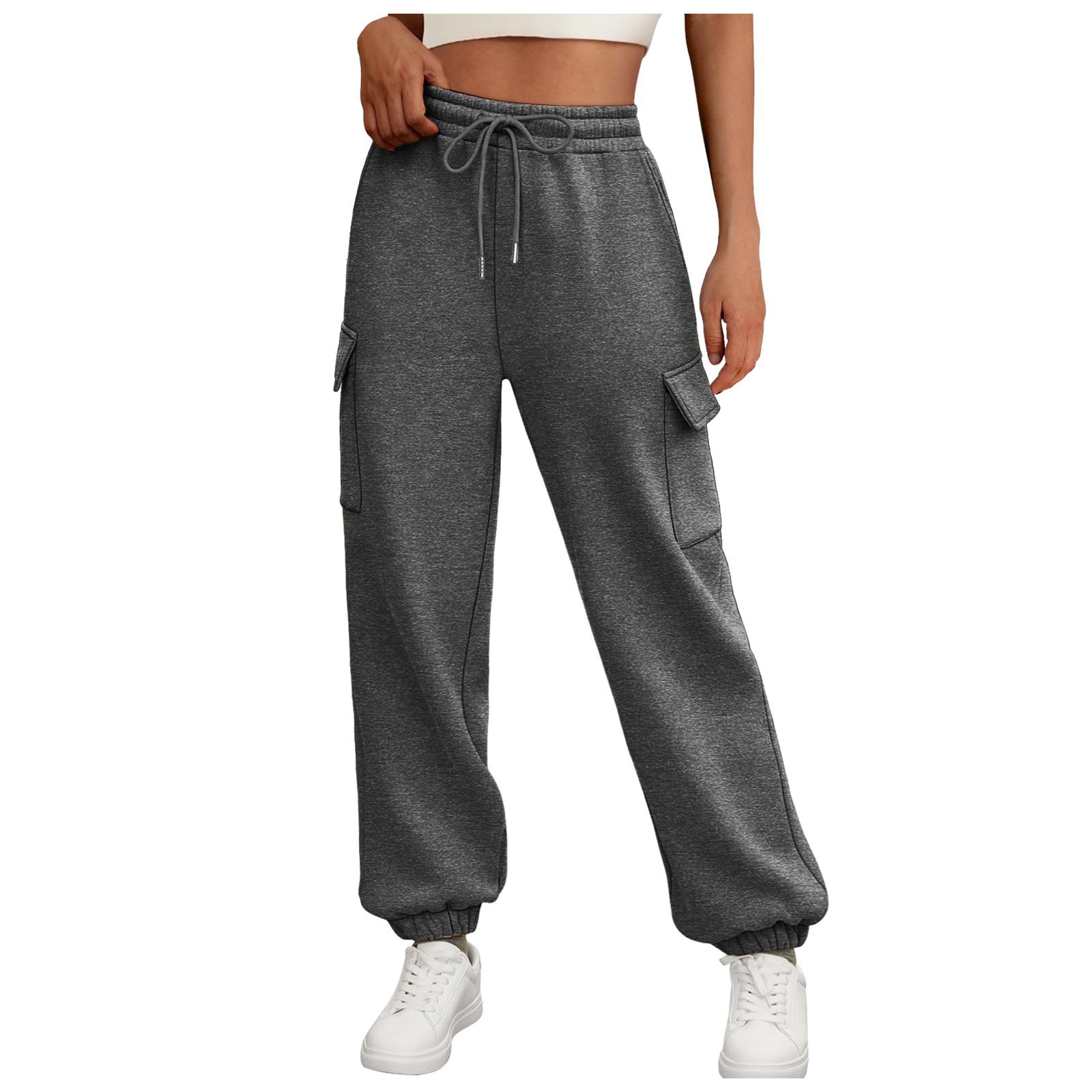 Women's Sweatpants Fleece Lined Baggy Athletic Jogger Trousers With Pockets Fall Casual Trendy Cargo Pants Fall Outfits - Image 10