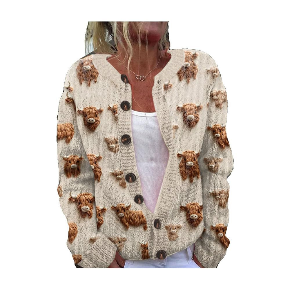 3D Digital Printing Cardigan Knitted Coat - Image 9
