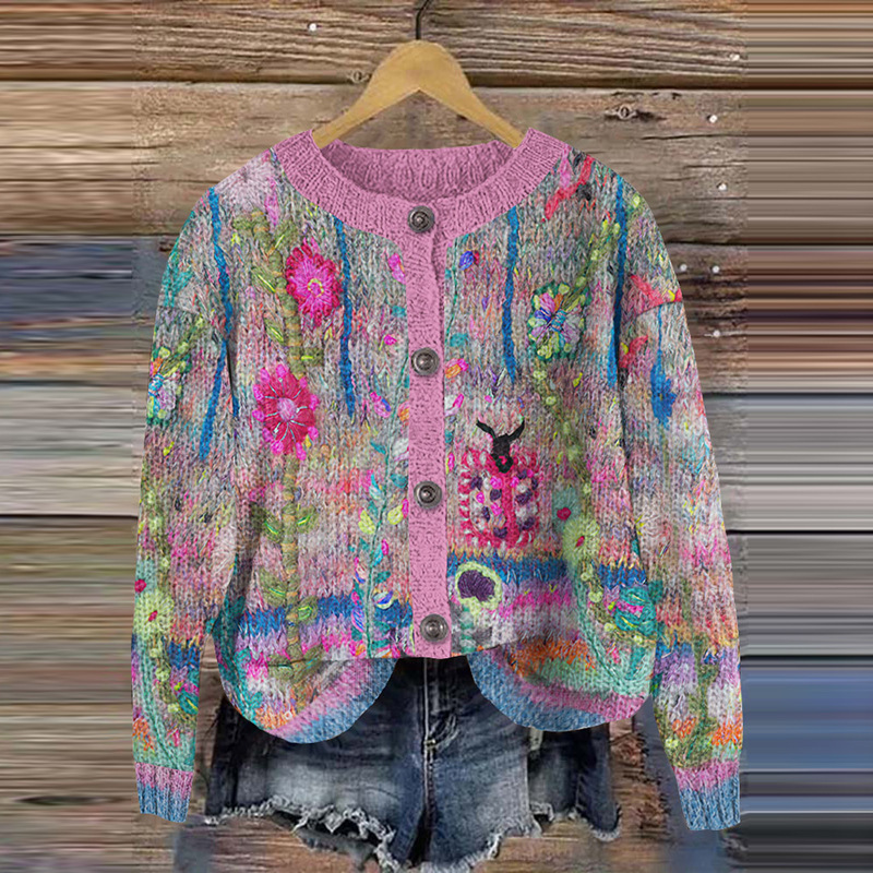 3D Digital Printing Cardigan Knitted Coat - Image 8