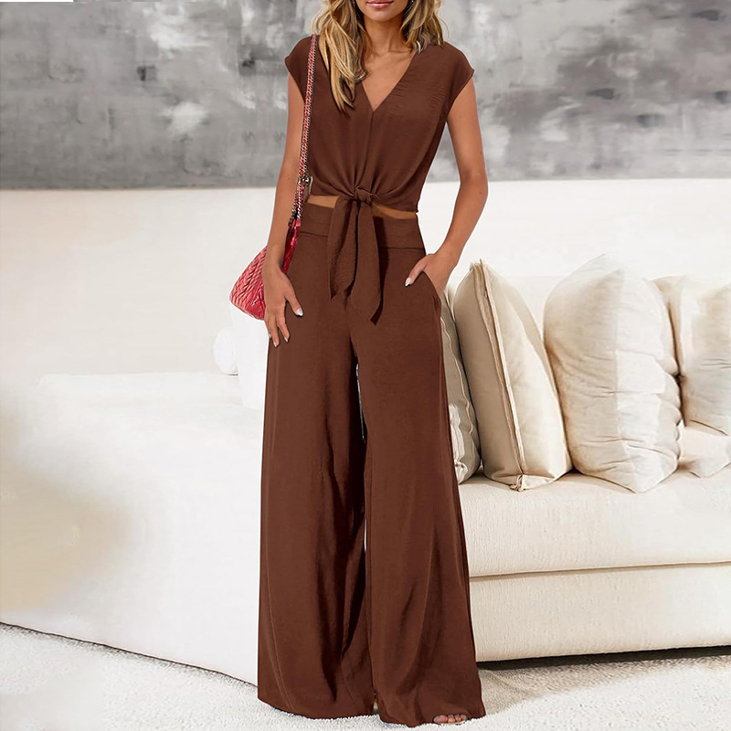High Waist Slim-fit Wide-legged Pants Suit - Image 9