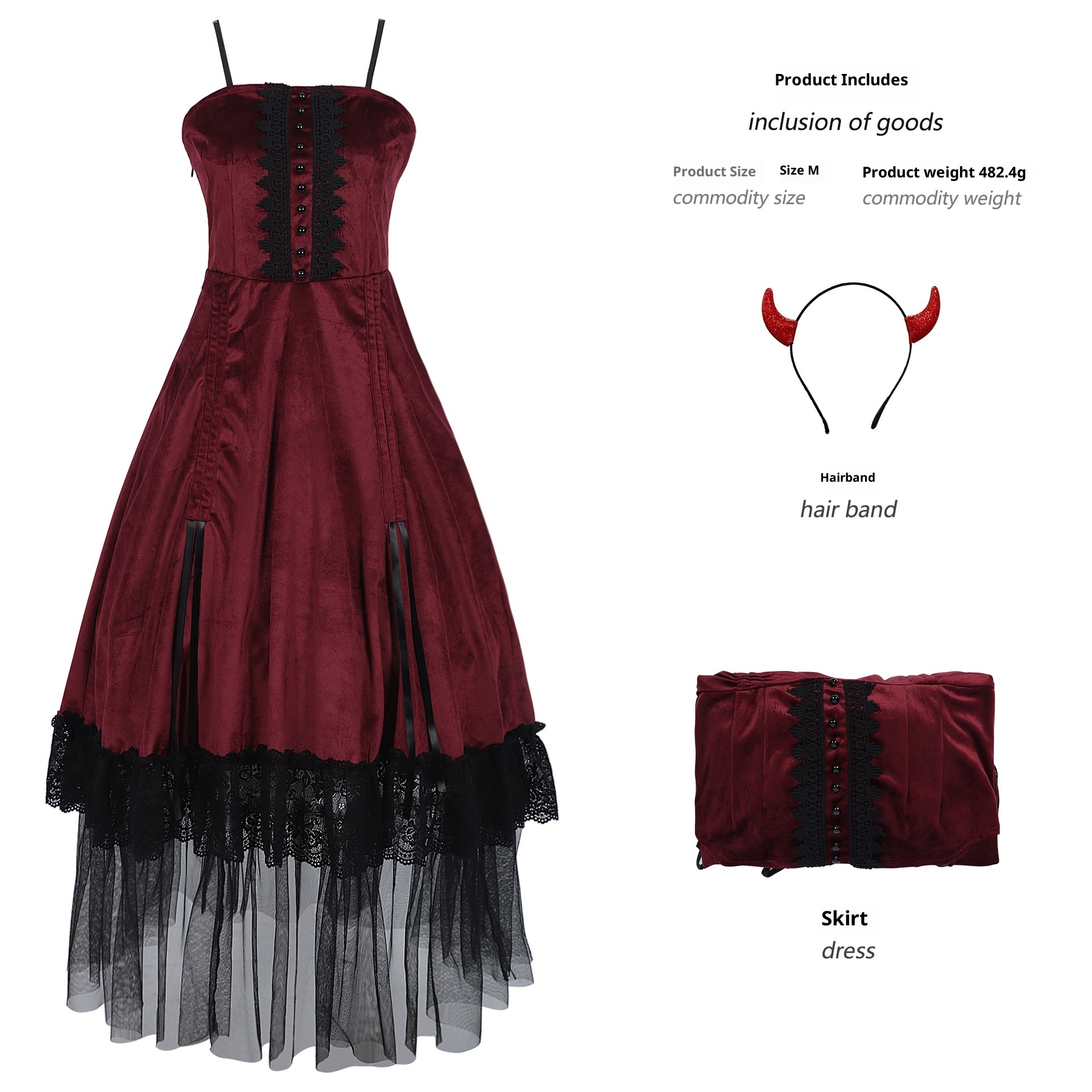 Vampire Dark Gothic Witch Stage Cosplay Party Clothes - Image 3