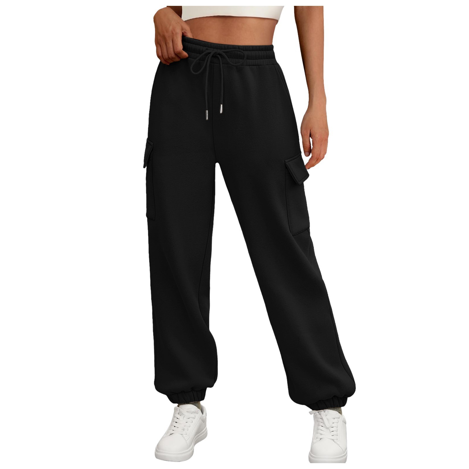 Women's Sweatpants Fleece Lined Baggy Athletic Jogger Trousers With Pockets Fall Casual Trendy Cargo Pants Fall Outfits - Image 9