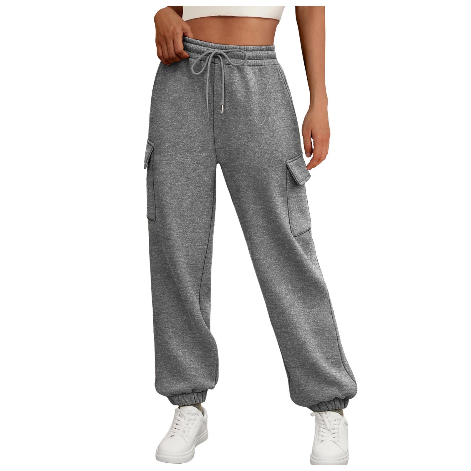 Women's Sweatpants Fleece Lined Baggy Athletic Jogger Trousers With Pockets Fall Casual Trendy Cargo Pants Fall Outfits - Image 8