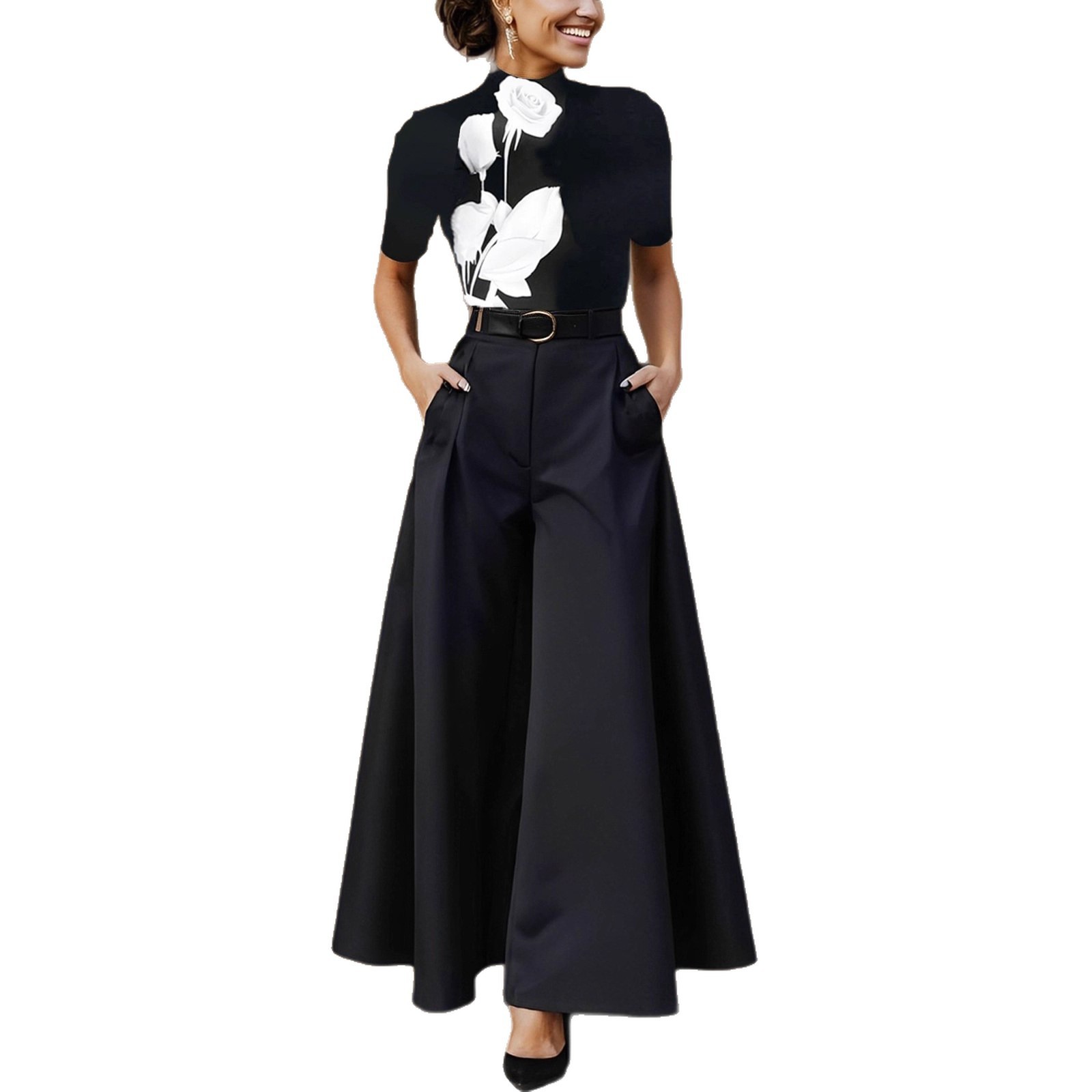 Cities Solid Color Wide-leg Pants No Belt - Image 3