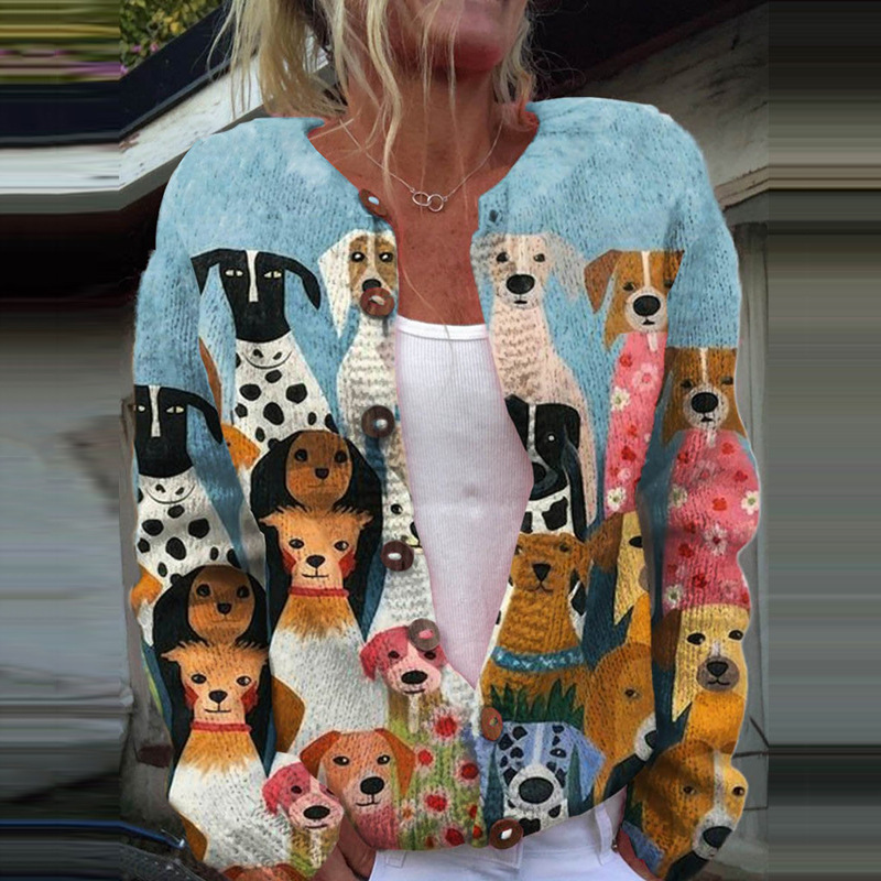 3D Digital Printing Cardigan Knitted Coat - Image 5