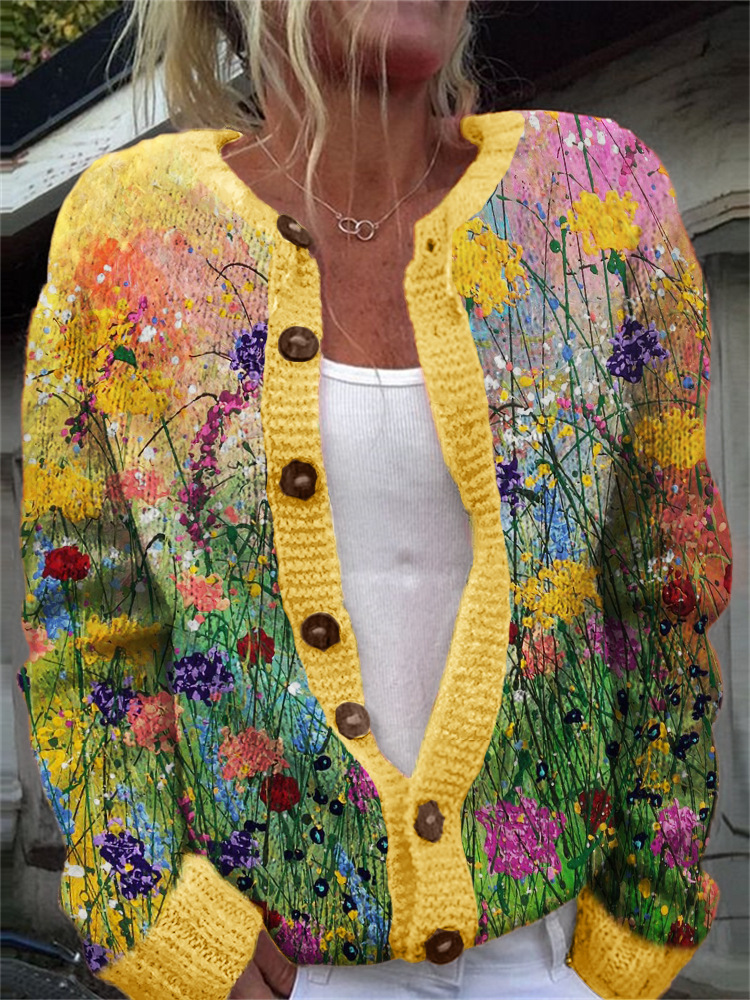 3D Digital Printing Cardigan Knitted Coat - Image 10