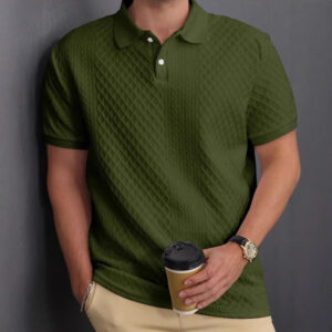 Jacquard Fabric Button Placket Polo Shirt
