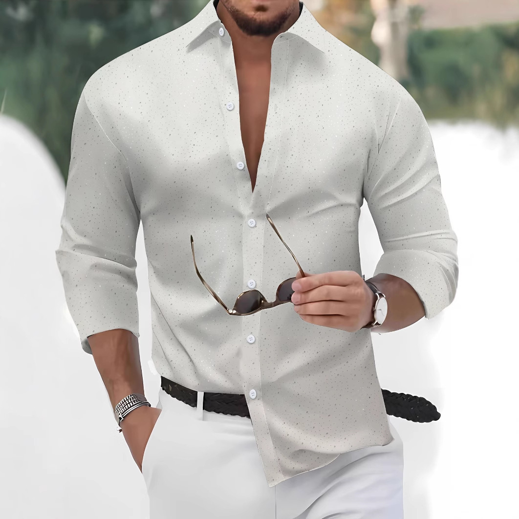 Polka Dot Bronzing Printed Casual Long Sleeve Shirt - Image 3