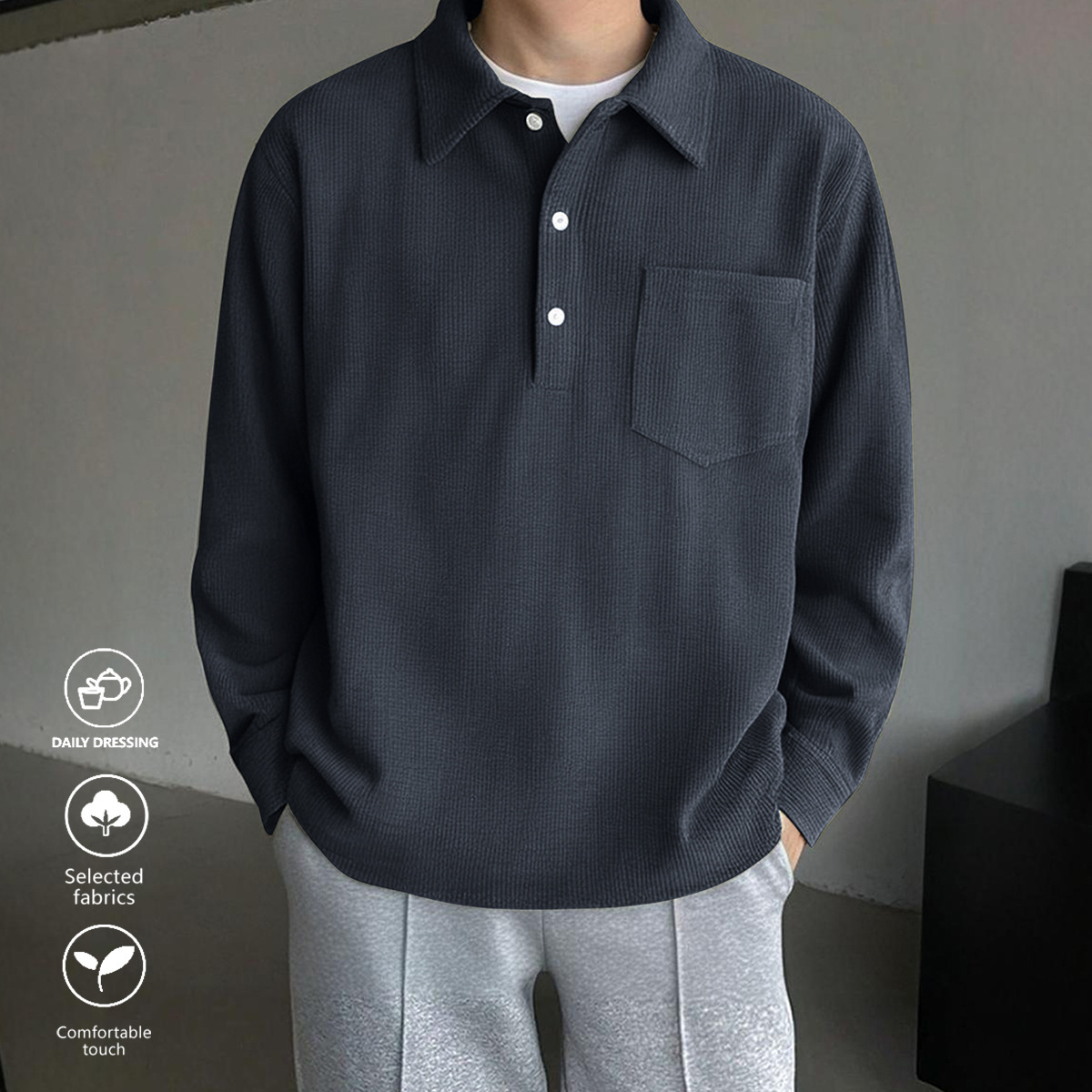 American Retro Casual Bottoming Shirt - Image 5