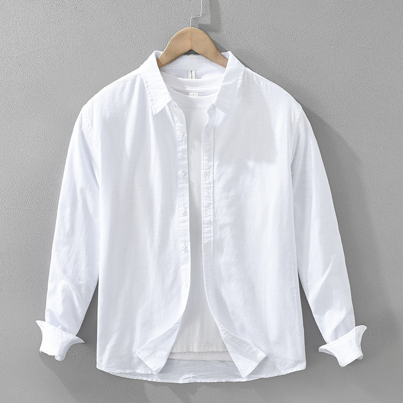 Men's Japanese Cotton Linen Long Sleeve Blouse Fashion All-matching - Image 6