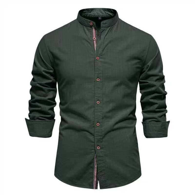 Men's Solid Color Long Sleeve Shirt - Image 5