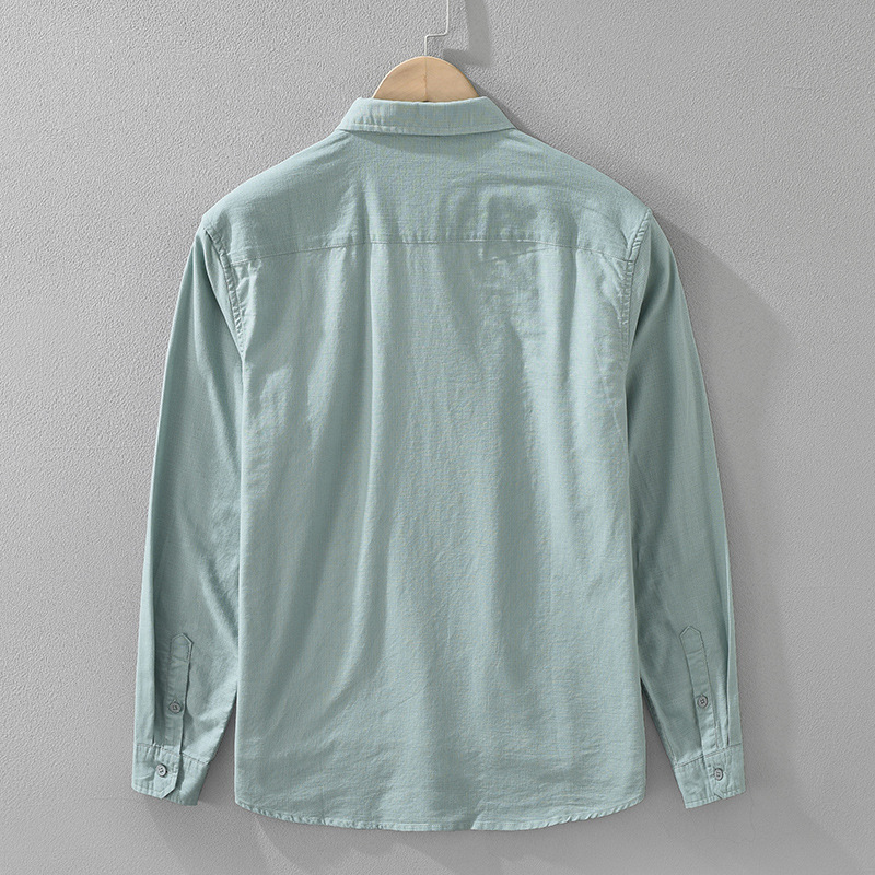 Men's Japanese Cotton Linen Long Sleeve Blouse Fashion All-matching - Image 7