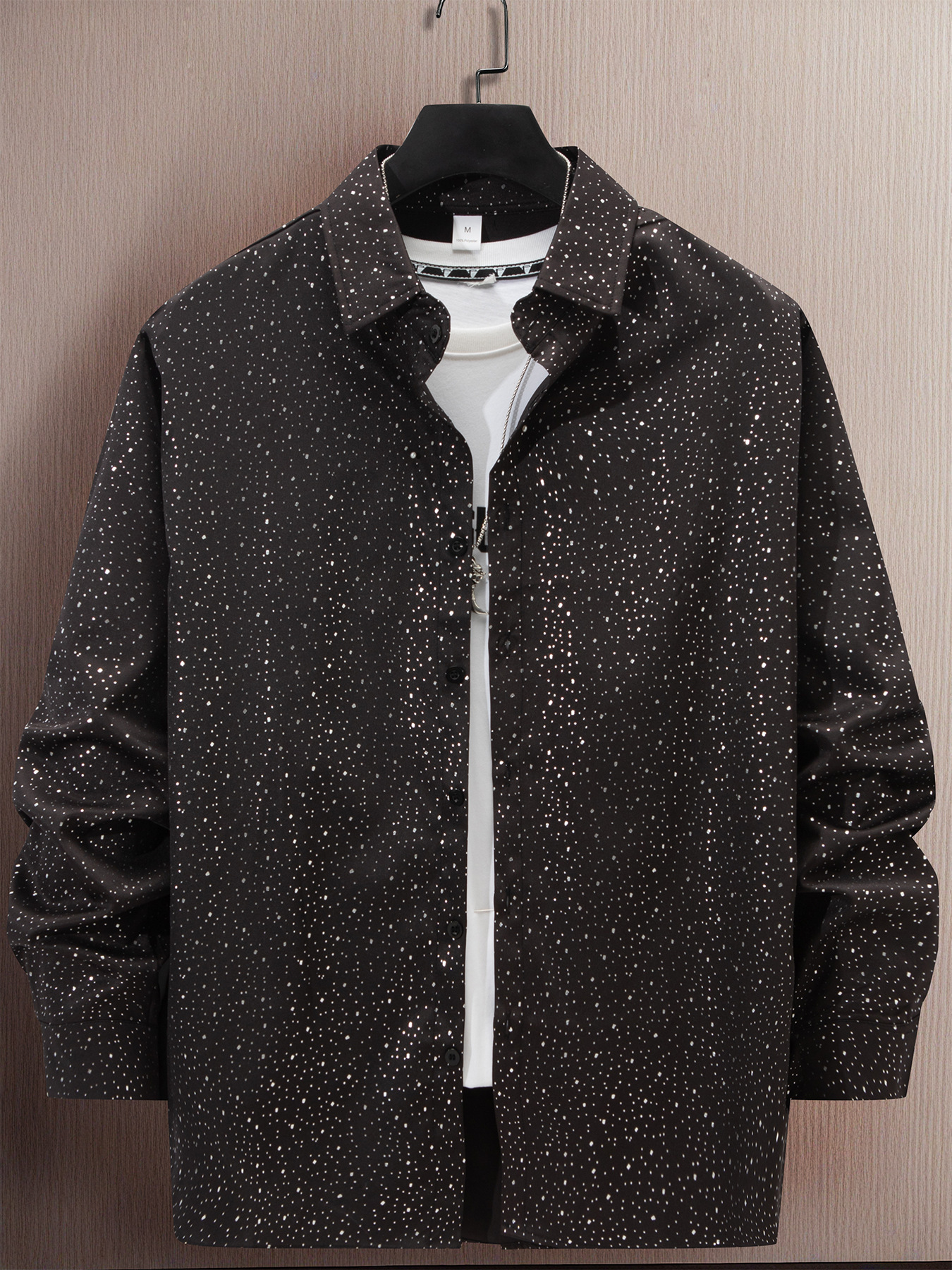 Polka Dot Bronzing Printed Casual Long Sleeve Shirt - Image 9