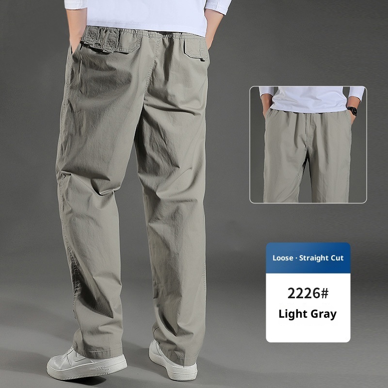 Men's Overalls Cotton Loose Casual Pants Straight Trousers - Image 4