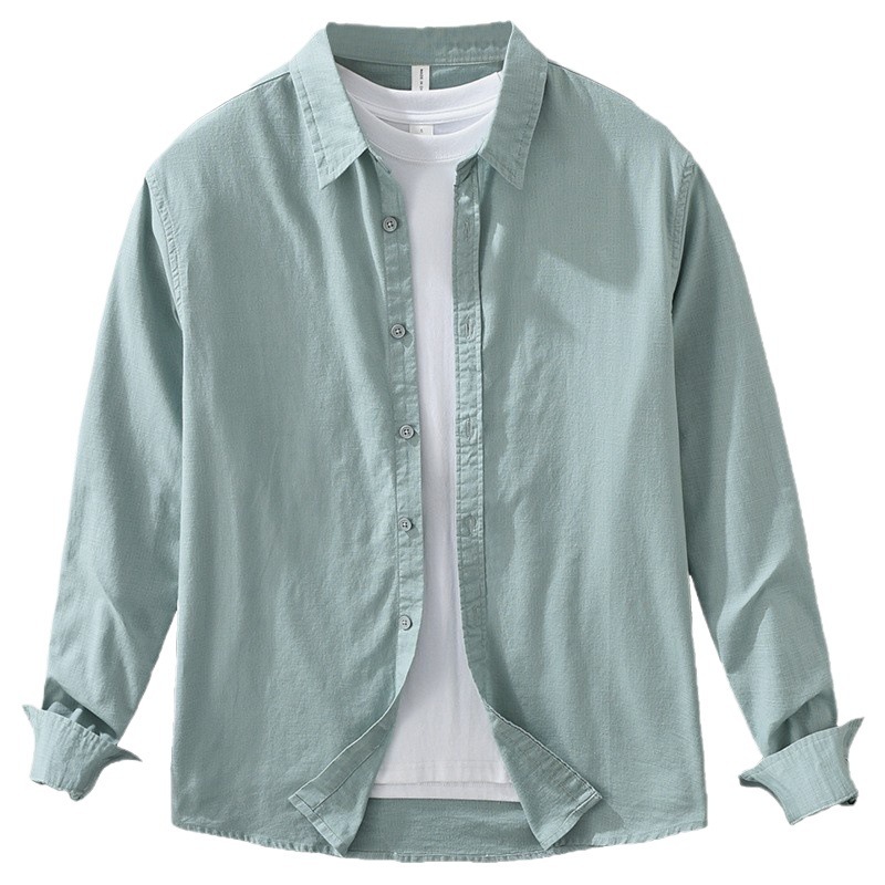 Men's Japanese Cotton Linen Long Sleeve Blouse Fashion All-matching - Image 5