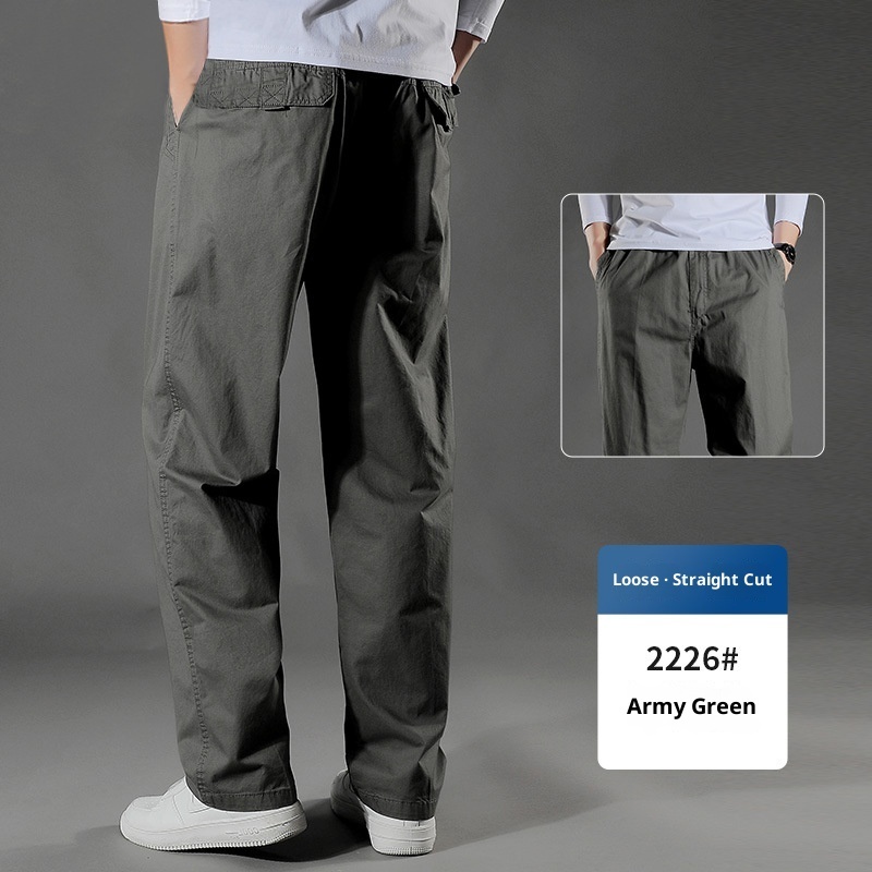 Men's Overalls Cotton Loose Casual Pants Straight Trousers - Image 3