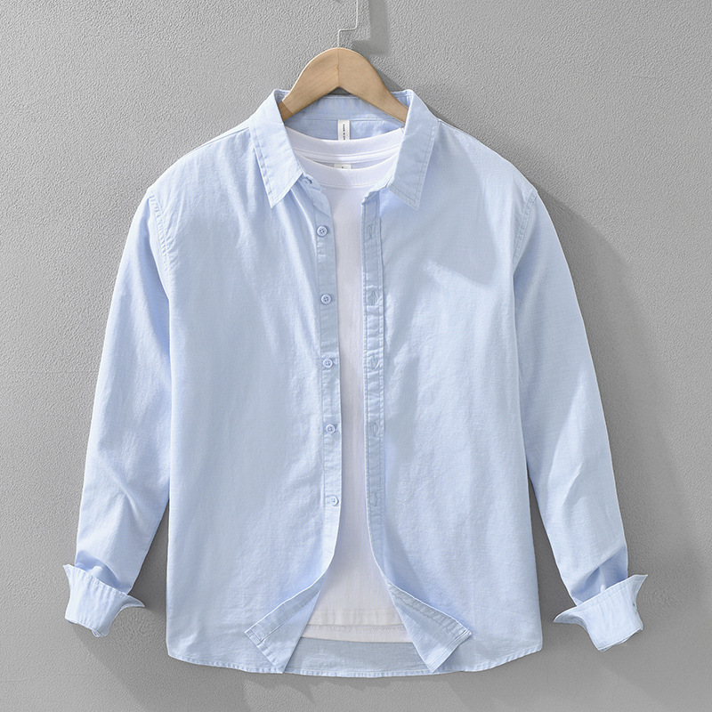 Men's Japanese Cotton Linen Long Sleeve Blouse Fashion All-matching - Image 8