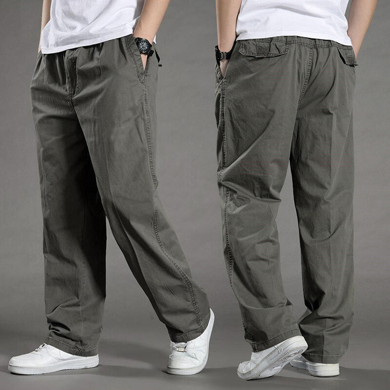 Men's Overalls Cotton Loose Casual Pants Straight Trousers - Image 7
