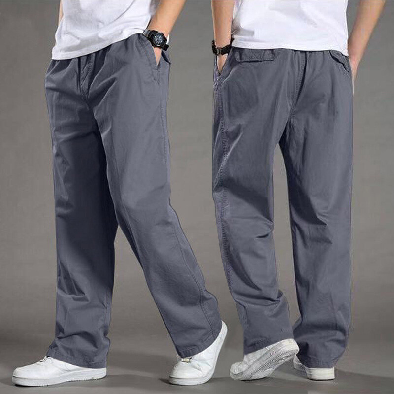 Men's Overalls Cotton Loose Casual Pants Straight Trousers - Image 5