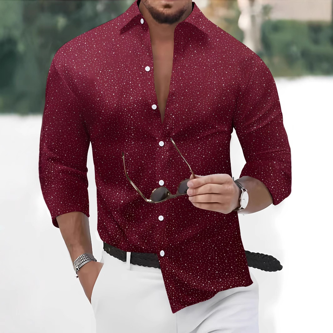 Polka Dot Bronzing Printed Casual Long Sleeve Shirt - Image 2