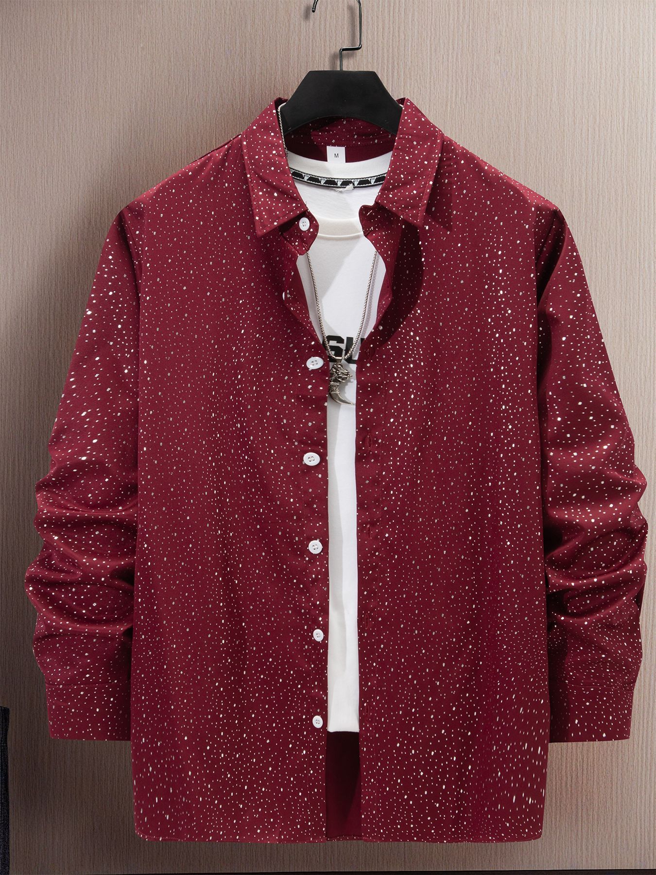 Polka Dot Bronzing Printed Casual Long Sleeve Shirt - Image 4