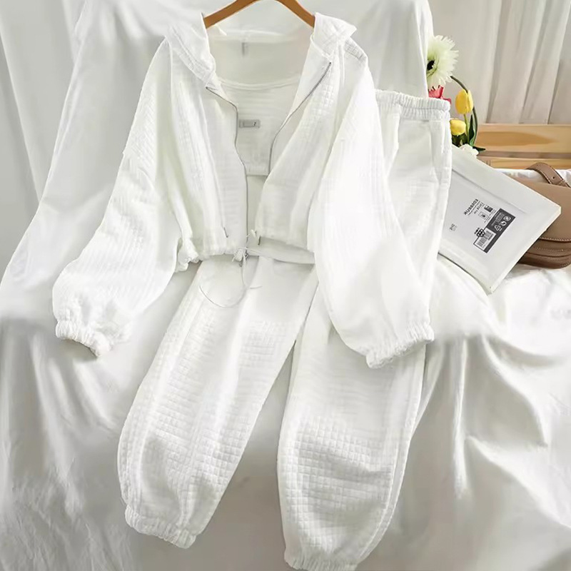 Hooded Cardigan Zipper Sports Three-piece Suit - Image 3