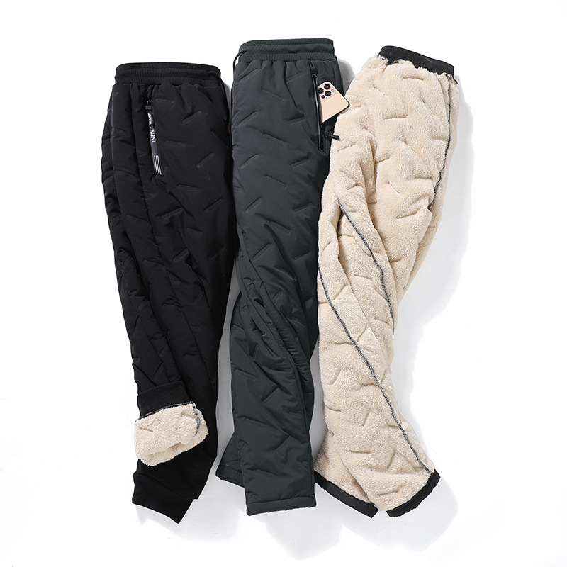 Men's Trousers Winter Velvet Thickening Loose Fleece Pants With Zip Pocket Large Size Windproof Warm Jogging Pants - Image 9