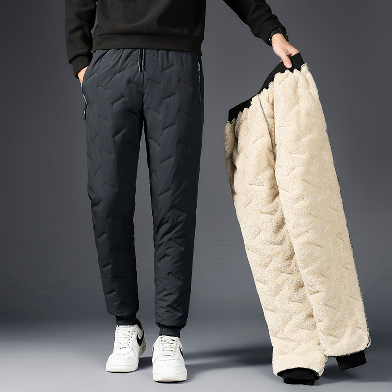 Men's Trousers Winter Velvet Thickening Loose Fleece Pants With Zip Pocket Large Size Windproof Warm Jogging Pants - Image 7