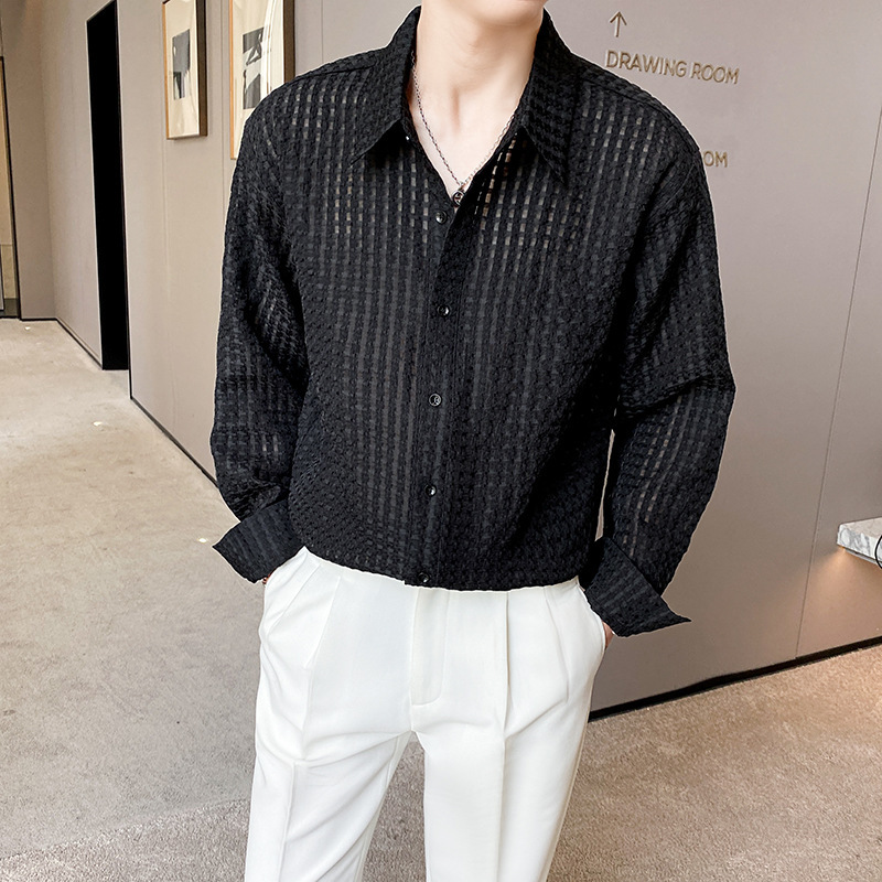 Loose Draping Inner White Plaid Shirt - Image 3