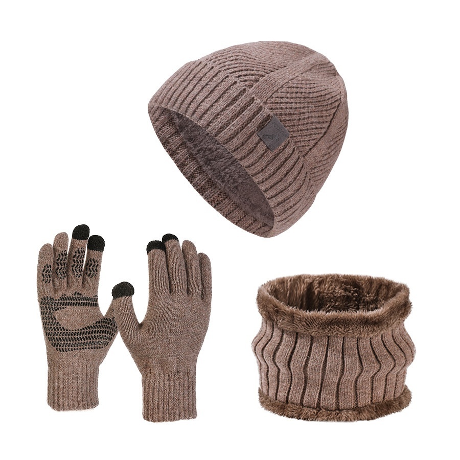 Winter New Thickened Men's Hat Scarf Gloves Three-piece Set - Image 9