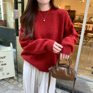 Korean Style Soft Glutinous Loose Candy Color Sweater