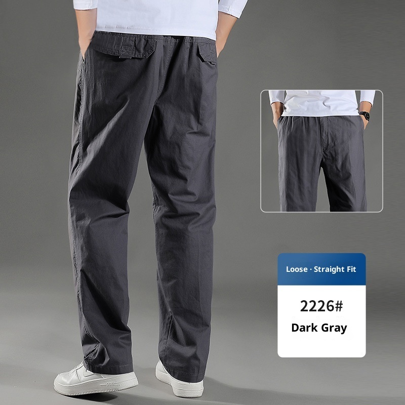Men's Overalls Cotton Loose Casual Pants Straight Trousers - Image 9